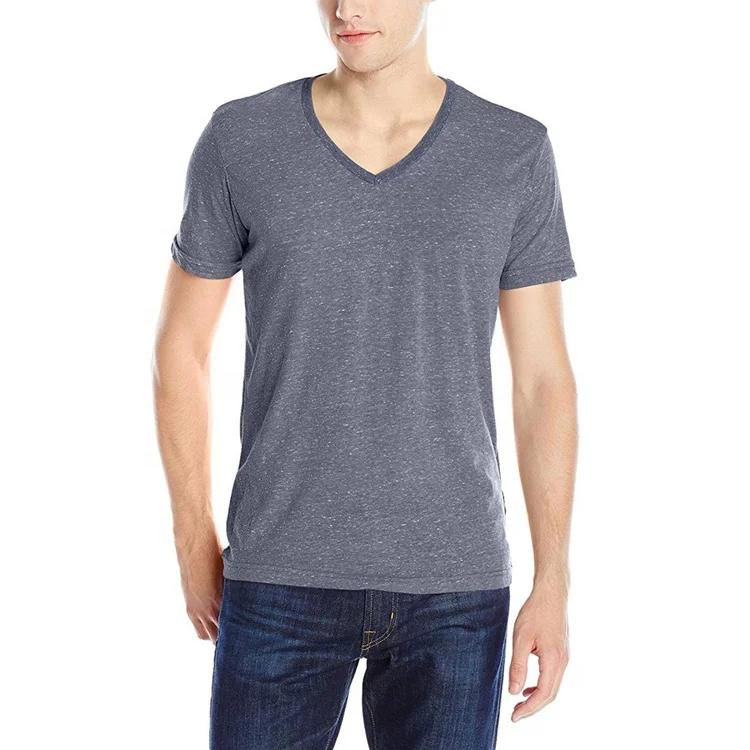
Оптовая продажа Oem 55% конопляная 45% Хлопковая мужская простая футболка с V-образным вырезом 