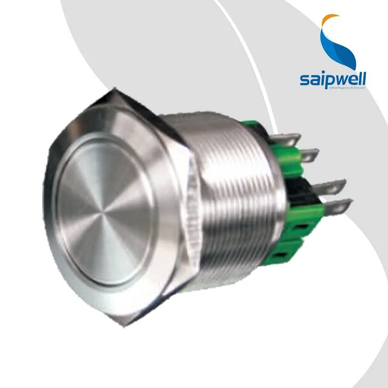 
Зеленый светодиодный кнопочный переключатель Saipwell, 25 мм, 12 В, круглый водонепроницаемый кнопочный переключатель из нержавеющей стали с подсветкой 