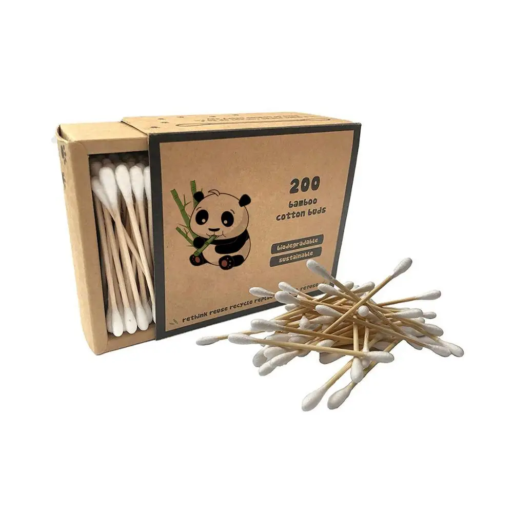
Одноразовые Бамбуковые ватные палочки q Tip, двухсторонние экологически чистые ватные палочки, 200 шт. 