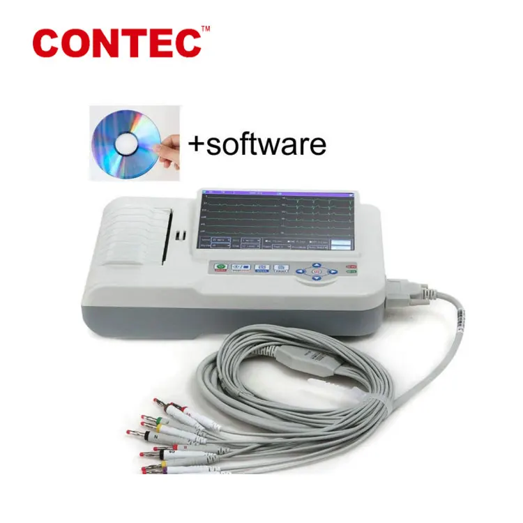 
CONTEC для домашнего использования, тестирование частоты сердечных сокращений, CE, цифровой, 3/6 каналов, ЭКГ, 600 г 