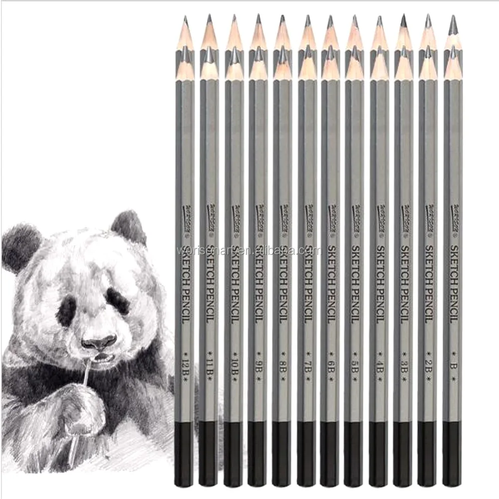 Набор художественных карандашей для рисования и эскизов, 12 шт., 9H-14B, мягкие безопасные нетоксичные стандартные карандаши, профессиональные художественные принадлежности, школьный карандаш
