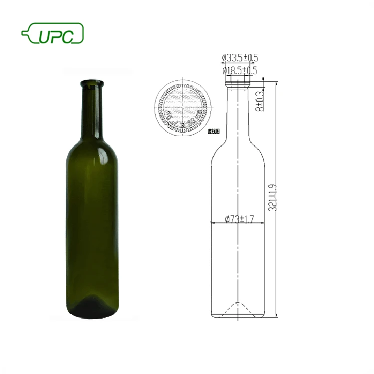 
Оптовая продажа различных цветов зеленый пустой стакан 750 мл бутылки Красного вина 