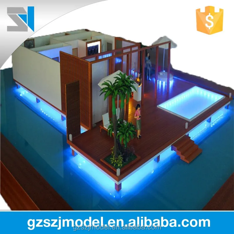 
Модель миниатюрного дома с мебельной моделью и человеческой моделью для просмотра 