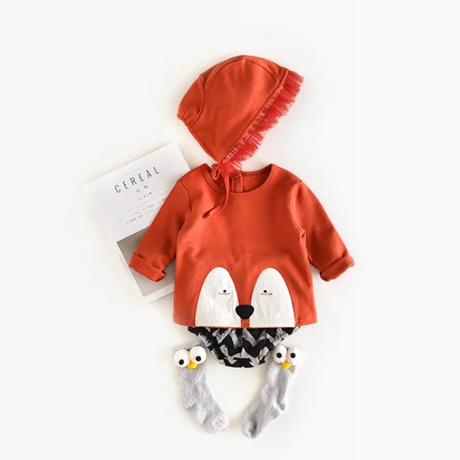 
 PHB12598, свитшоты с капюшоном с изображением милой лисы, Детская толстовка с мультяшным рисунком  