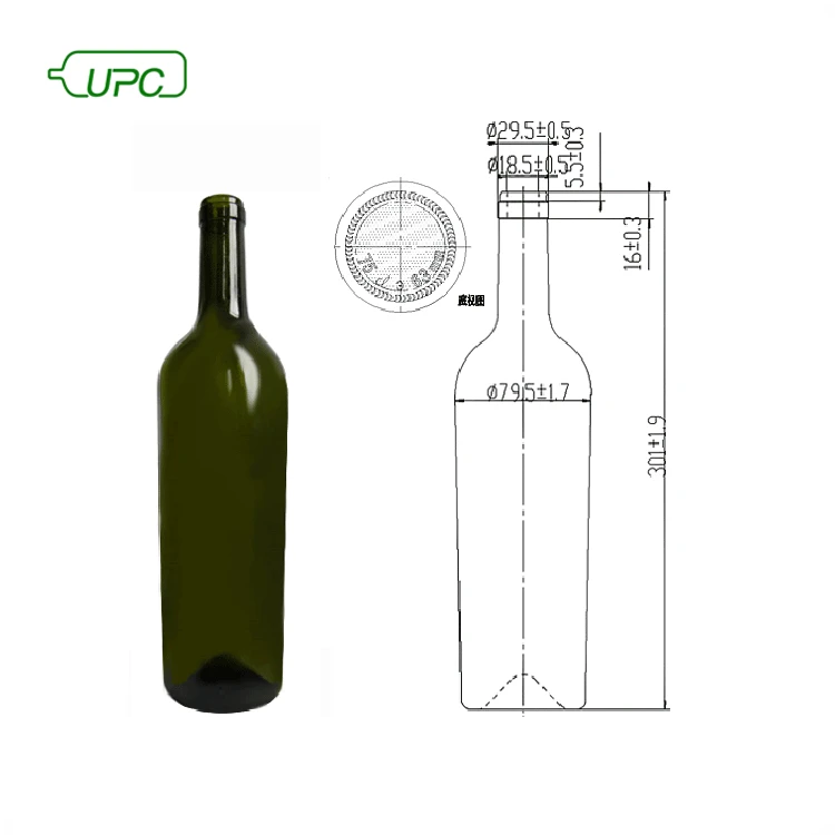 
Оптовая продажа различных цветов зеленый пустой стакан 750 мл бутылки Красного вина 