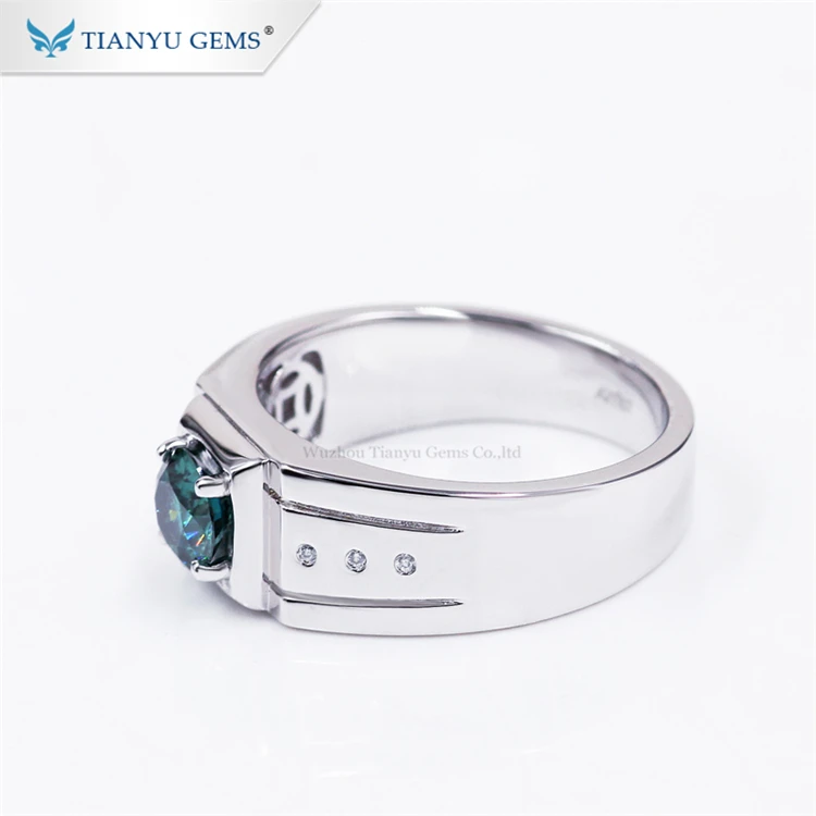 
 Tianyu драгоценных камней, модное роскошное Ювелирное Украшение, 925 стерлингового серебра с золотым покрытием зеленый Муассанит gemstone кольца для мужчин  