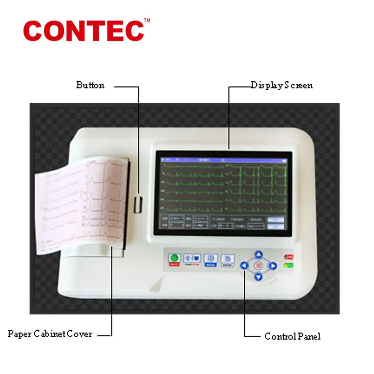 
CONTEC для домашнего использования, тестирование частоты сердечных сокращений, CE, цифровой, 3/6 каналов, ЭКГ, 600 г 