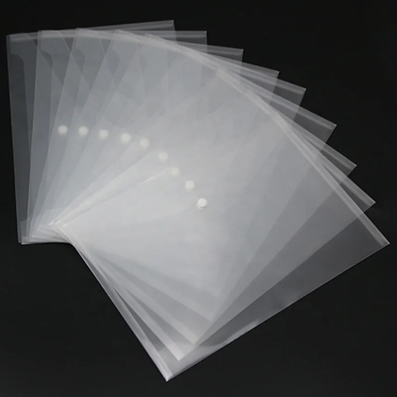 
Прозрачные пластиковые конверты для документов формата A4, полипропиленовые пакеты для документов с застежкой на пуговицы 