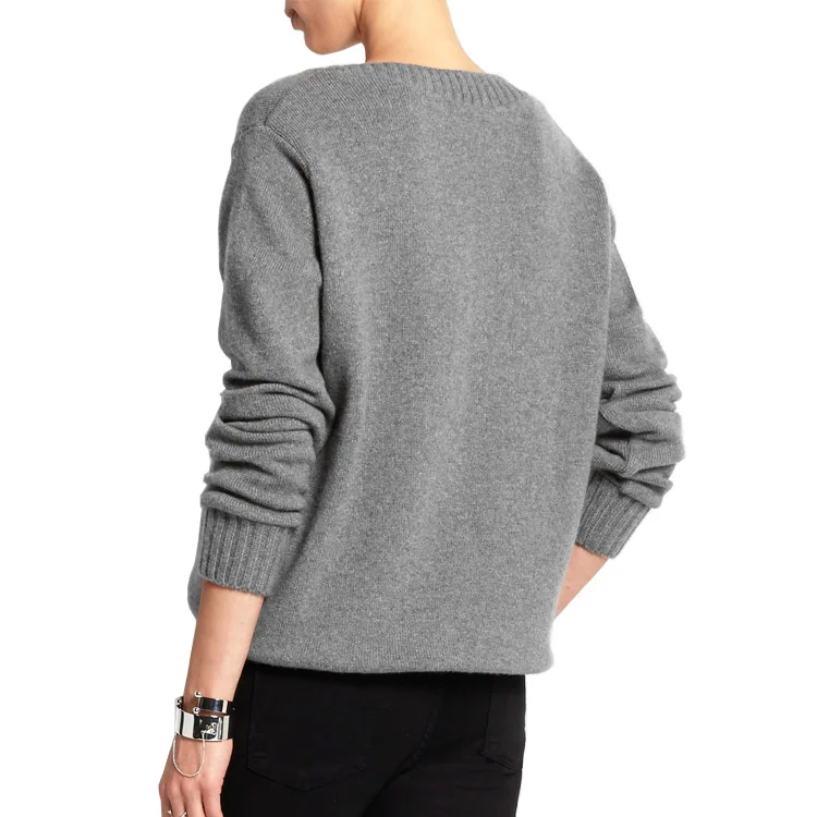 
Женский вязаный серый кашемировый свитер Intarsia, дизайнерский свитер на заказ 