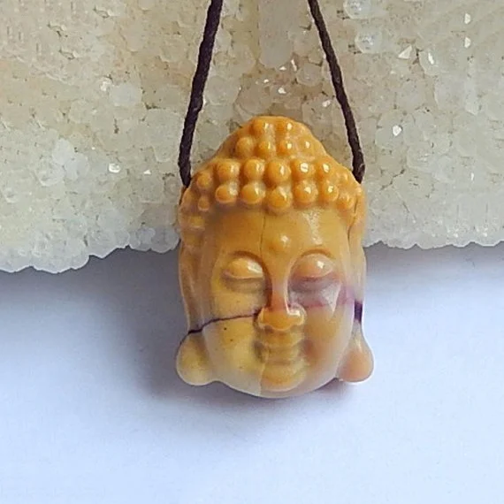 Factory Outlet Natural Gem Jewelry Necklace Pendant Customized Buddha Head Stone Pendant Healing Stone Amulet Mookaite Jasper