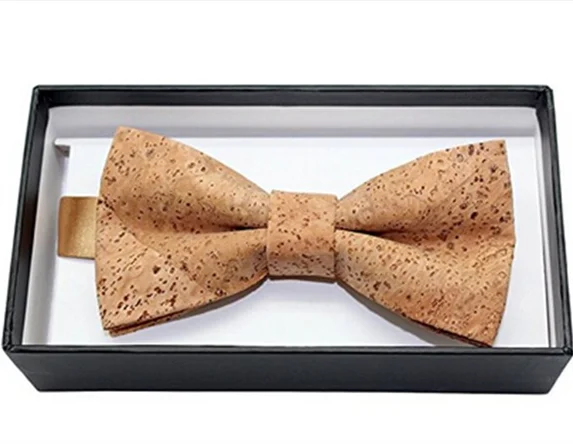 Экологичный новый модный деревянный галстук-бабочка из пробковой ткани для мужчин и