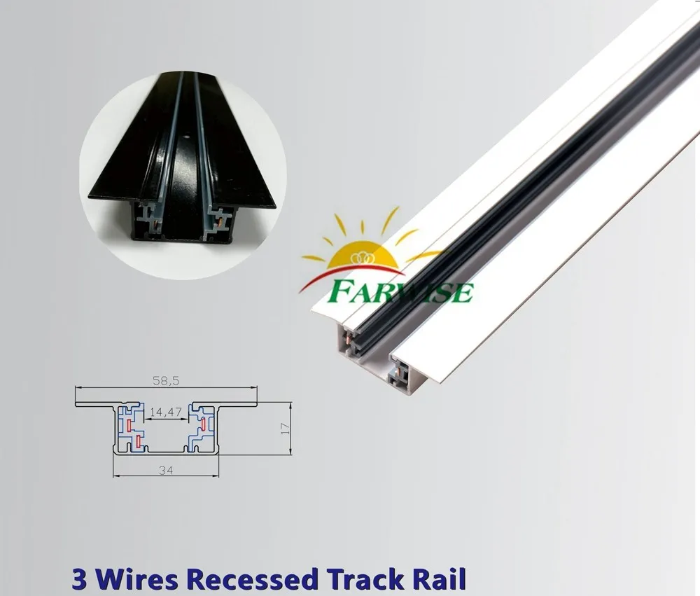 
 Черный утопленные трек рельсовая система для светодиодные дорожки 3 провода 1 м 2 м 3 м 4 FW-T301A  