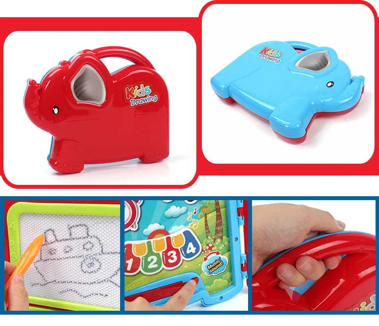 Обучающая портативная детская развивающая магнитная доска для рисования со слоном, игрушка с музыкой