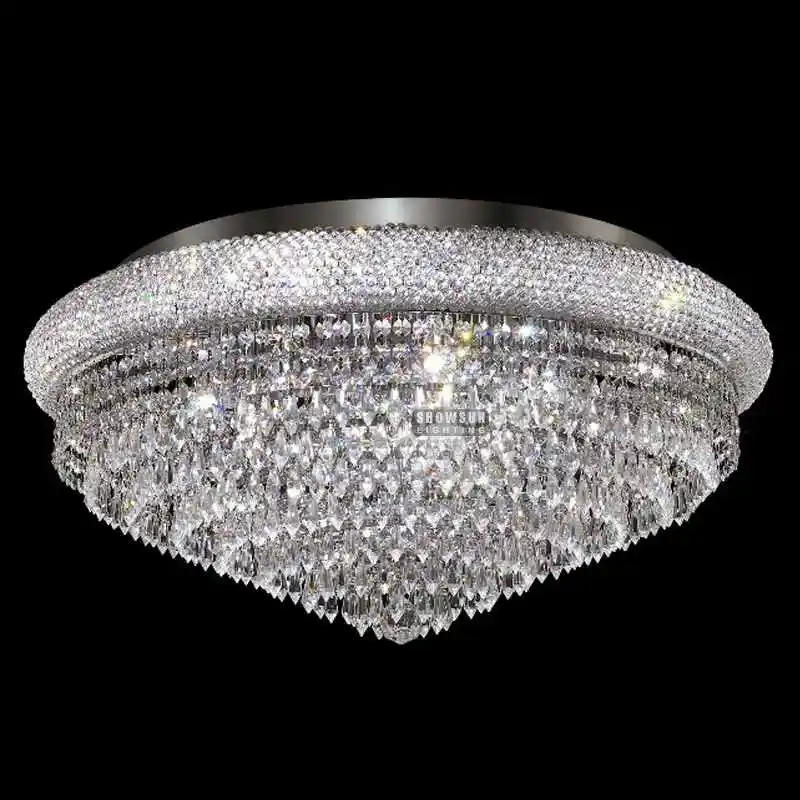 
Роскошная Современная круглая хрустальная люстра Подвесная потолочная лампа с утопленными креплениями 