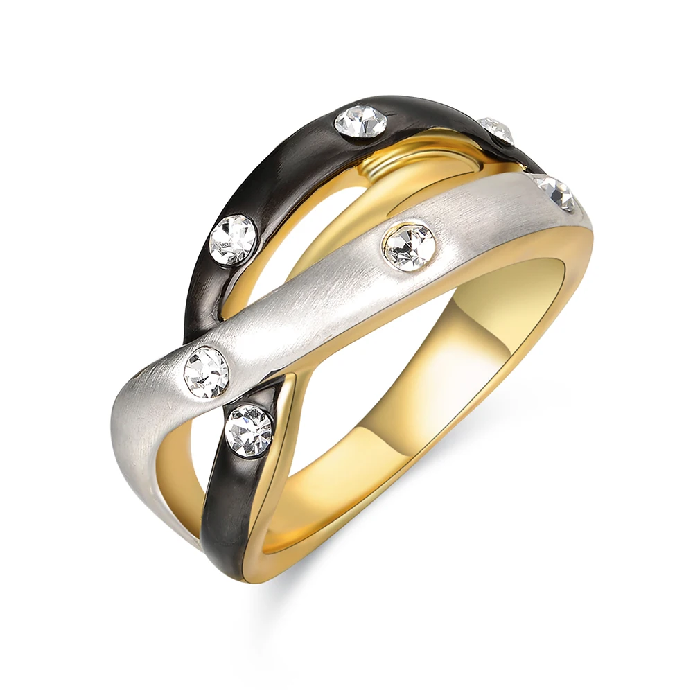 Wedding Bridal  3 Color Black Gold and Silver Irregular Multi-Layers Ring For Girls