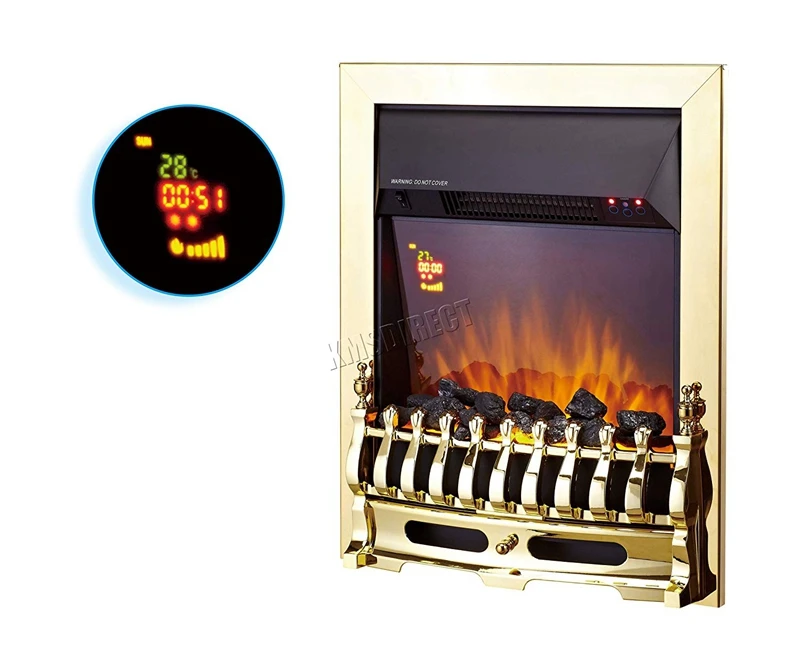 
Электрический камин с пультом дистанционного управления, 220 В, Золотая рамка, угольный огонь, эффект пламени 