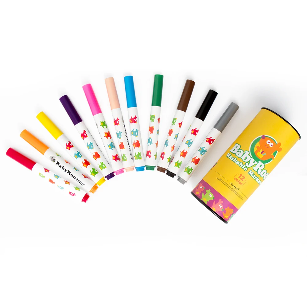 12 видов цветов изготовленные на заказ Китай Оптовая Продажа цвет безопасный граффити стираемая моющаяся маркеры set
