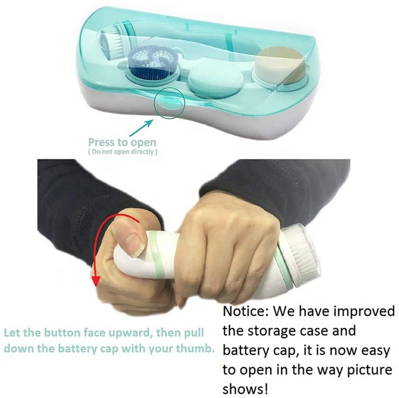 
2021 Amazon, Лидер продаж, водонепроницаемая щетка для очищения кожи лица, Ультразвуковая электрическая щетка для лица с питанием от батареи 