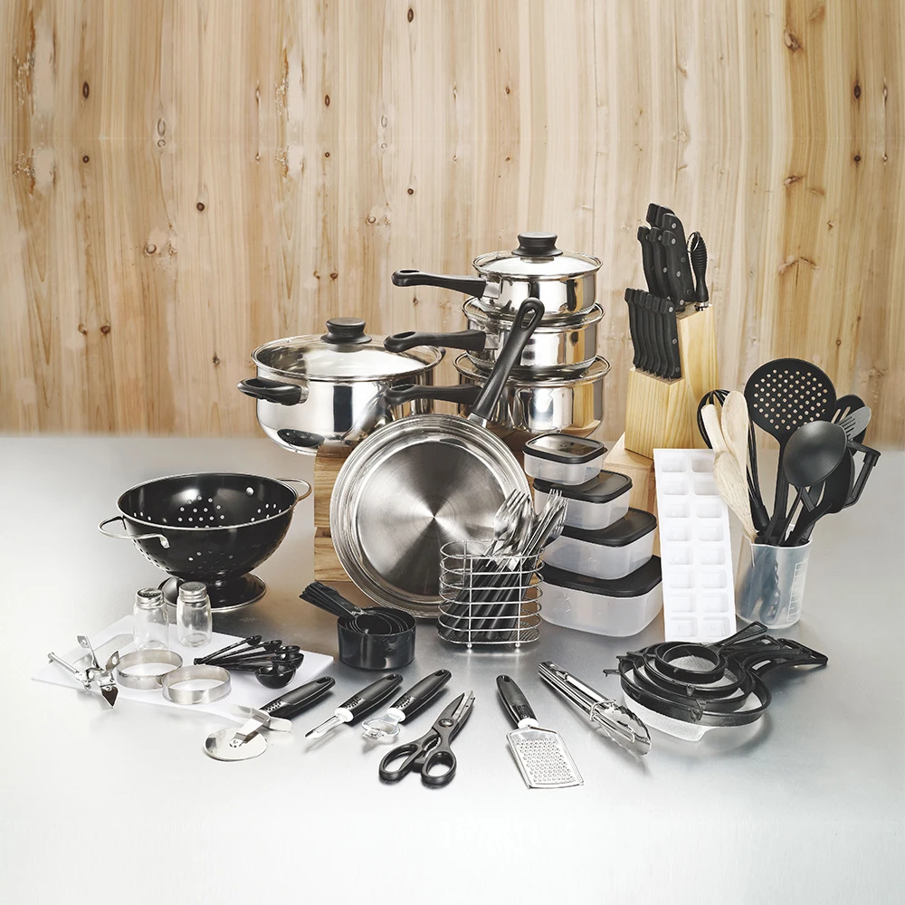 
80 предметов кухонная Антипригарная посуда из нержавеющей стали наборы кухонной утвари 