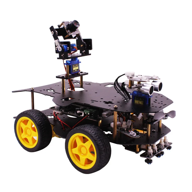 
Беспроводной Wi-Fi видео 4WD автомобильный комплект робота с HD-камерой для Raspberry PI 4B/3B + дистанционное управление программируемым роботом на радиоуправлении 