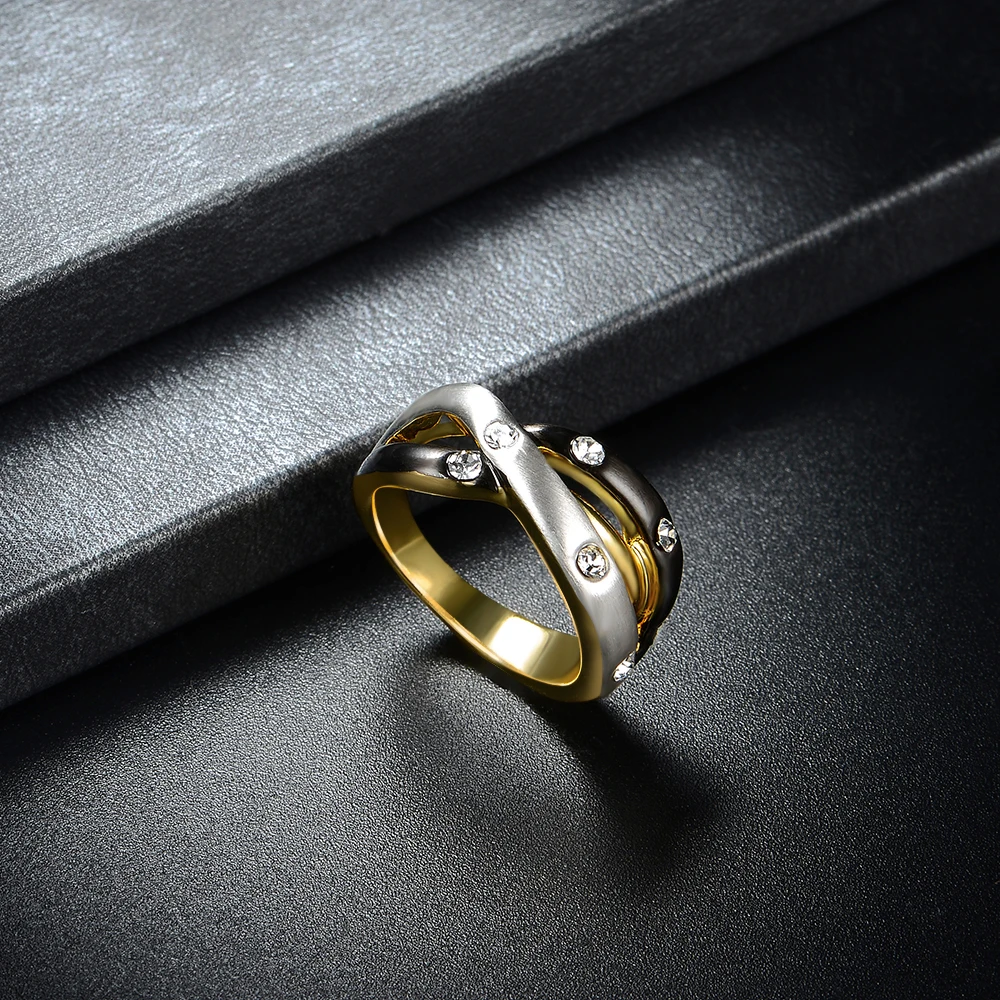 Wedding Bridal  3 Color Black Gold and Silver Irregular Multi-Layers Ring For Girls