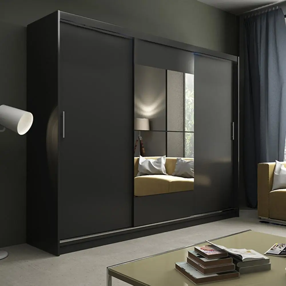 
Современный деревянный шкаф для спальни, 1 зеркало, 3 раздвижные двери, индивидуальные большие шкафы 