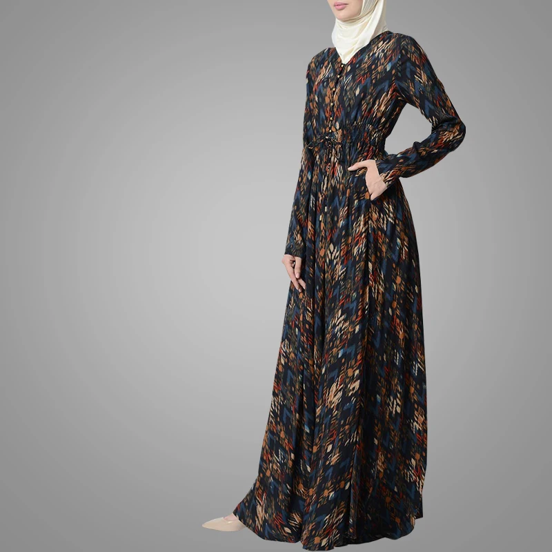 Женское Повседневное платье из Индонезии, красивая одежда с цветочным принтом в мусульманском стиле, модная мусульманская абайя, арабский стиль, турецкий цзилбаб