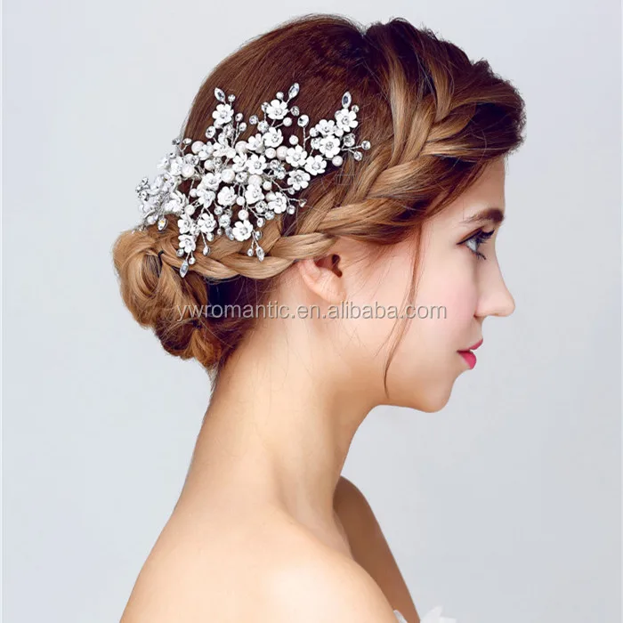
Оптовая продажа, свадебные аксессуары для волос в Корейском стиле с белыми маленькими цветами и кристаллами для девочек 