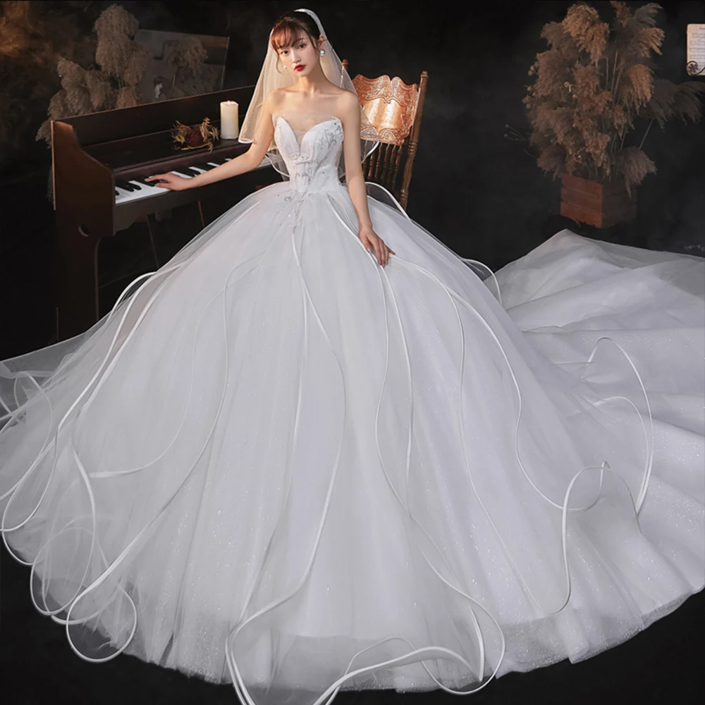 
 Блестящее Белое Бальное Платье принцессы без бретелек с вырезом на шнуровке сзади, украшенное кристаллами, свадебные платья больших размеров, Китайский магазин онлайн  