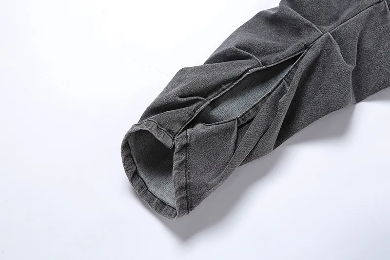 YIWU QIUDUN, Осенние новые женские серые повседневные джинсы с запахом, плиссированные джинсы с разрезом на подоле