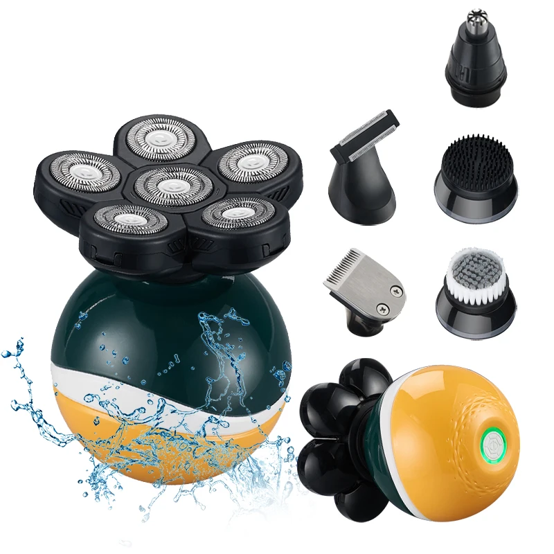 
 Dropshipping LK6310 6 in 1 Rotary Blade Heads Waterproof Cordless USB Ultimate Electric balls shaver men  
