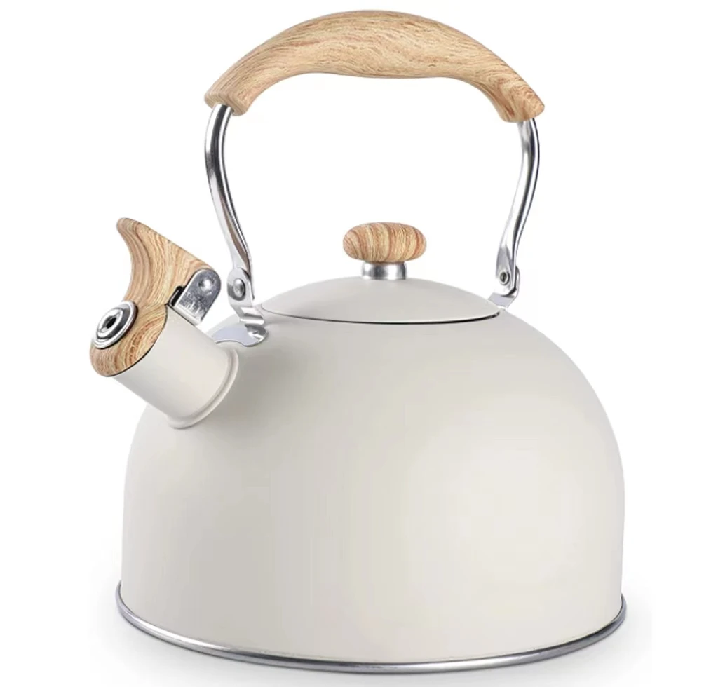 Чайный чайник со свистком чайные кастрюли для плиты из пищевой нержавеющей стали с деревянной складной