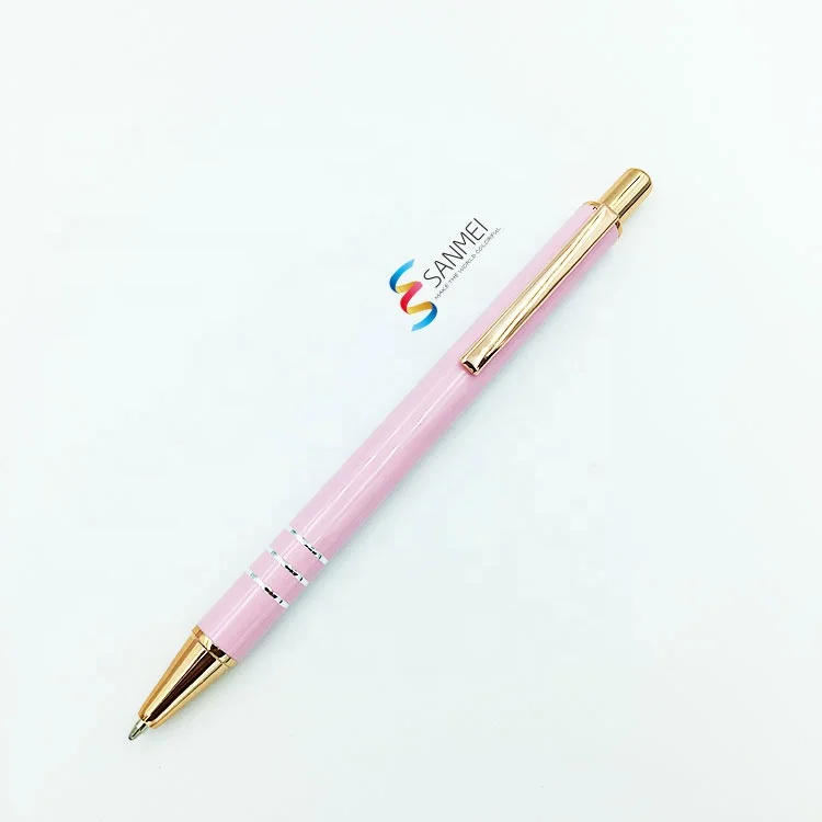 Ярко-розовая металлическая ручка для плавного письма с лазерным логотипом