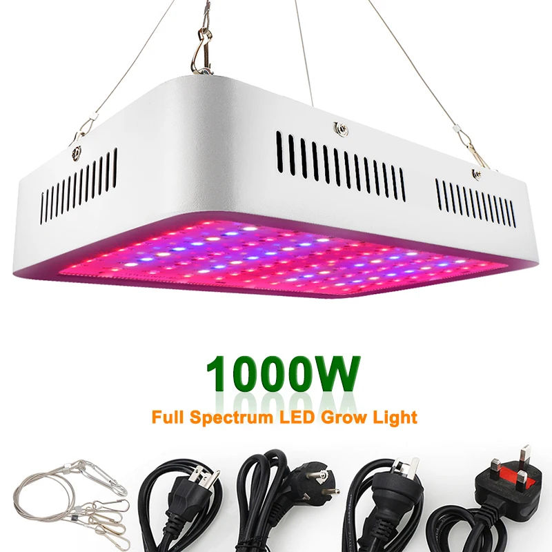 Светодиодная лампа с двойными переключателями, светодиодная лампа полного спектра для выращивания растений в теплицах и теплицах, 1000 Вт