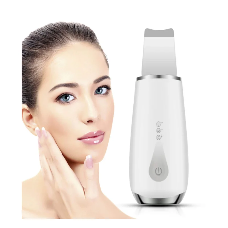 PSB 3 in1facial rechargeable beauty face ultrasonic peeling silicone ion skin scrubber spatula