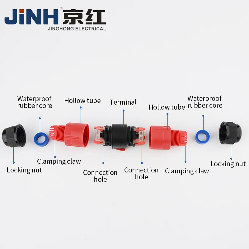 
JINH новейший разъем IP67 250 В 3P 16 А быстрая установка без винта подводный водонепроницаемый разъем для 4 мм 