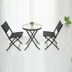 Лидер продаж на Amazon, садовые водонепроницаемые складные столовые наборы, стеклянный компактный стол и стулья, уличная мебель для патио