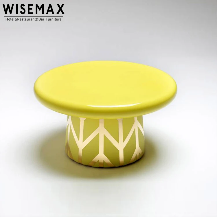 
Креативный дизайнерский современный журнальный столик с цветным узором из стекловолокна, маленький круглый боковой столик для гостиной 