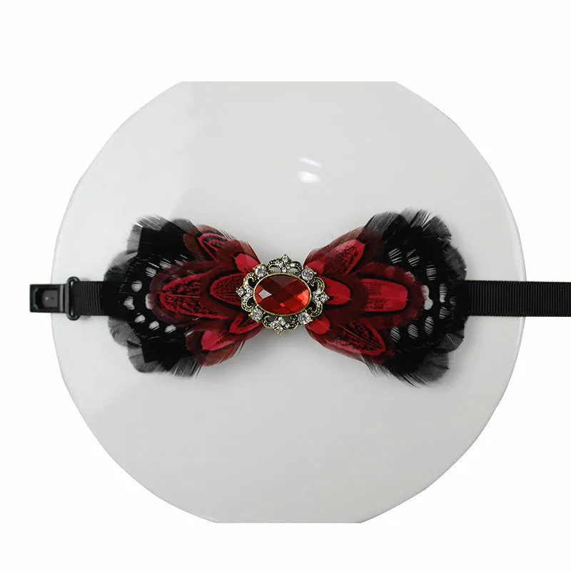 Галстук-бабочка ручной работы Genya с перьями Регулируемый формальный галстук-бабочка для