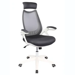 Сетчатый роскошный вращающийся стул для менеджера большой и высокий эргономичный белый