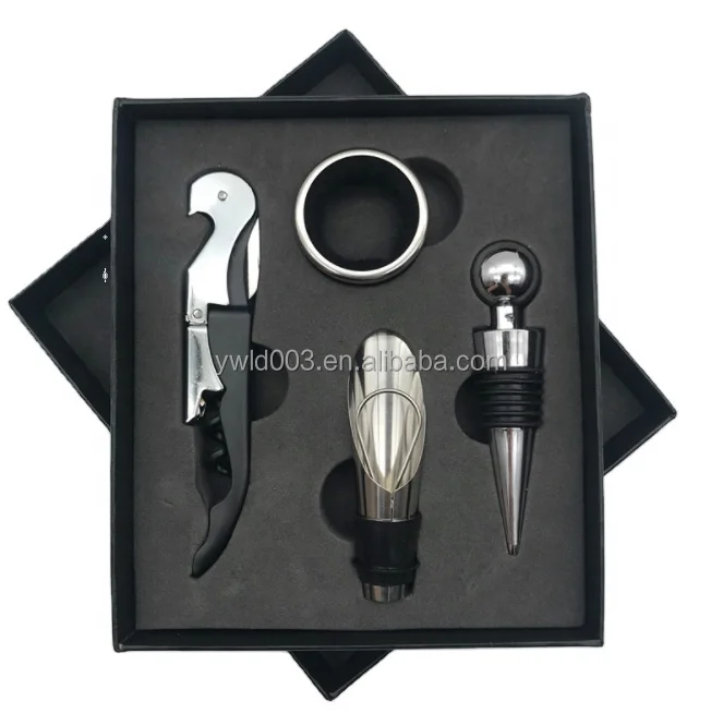 Amazon Top Seller 2021 Factory Direct 4pcs Wine Bottle Opener Set Wine Opener Kit Vacuum Stopper