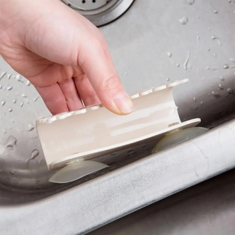 K448 Kitchen Bathroom Sponges Holder Drying Rack Toilet Sink Suction Rack Suction Cup Dish Cloths Holder Scrubbers Soap Storage