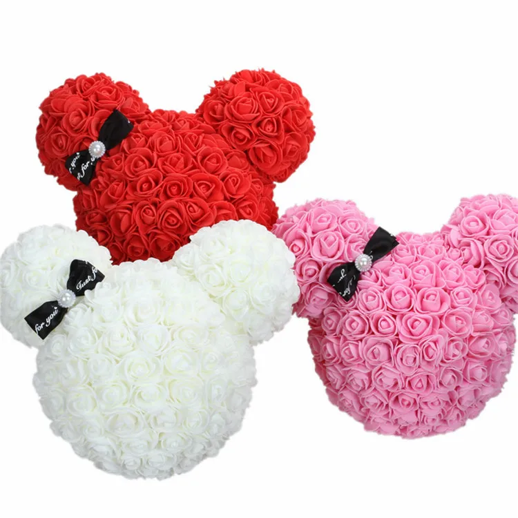 Wholesale Mothers Day Valentine Day Wedding Best Wishes Luxury Gift Musical Rose Bear Eternal Roses In Pvc Acrylic Jewelry Box