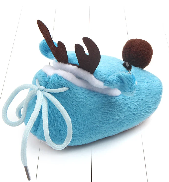 
Рождественская обувь для новорожденных, обувь для детской кроватки с рождественским оленем, теплая Нескользящая хлопковая обувь с мягкой подошвой, подарок Санте 