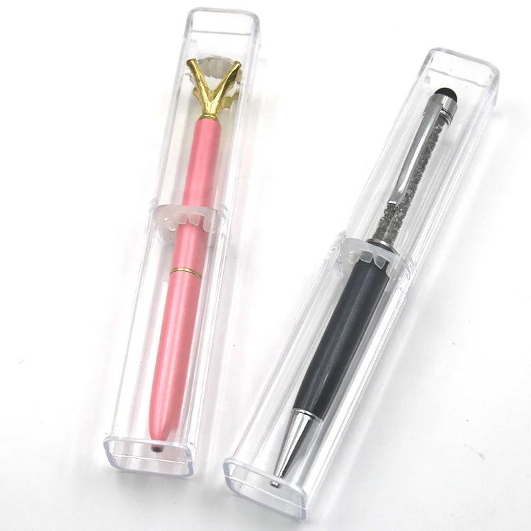 Акриловый милый пластиковый прозрачный Футляр для ручки для шариковой ручки с кристаллами