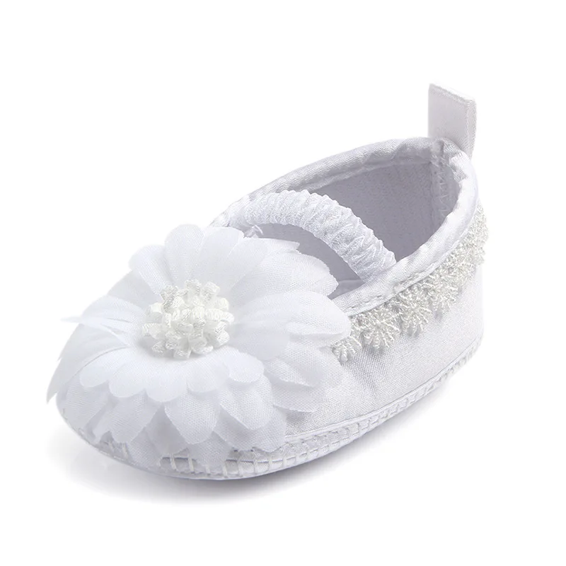 
 Оптовая продажа, детская обувь для крещения, белая мягкая обувь принцессы с кружевом и цветком для крещения  