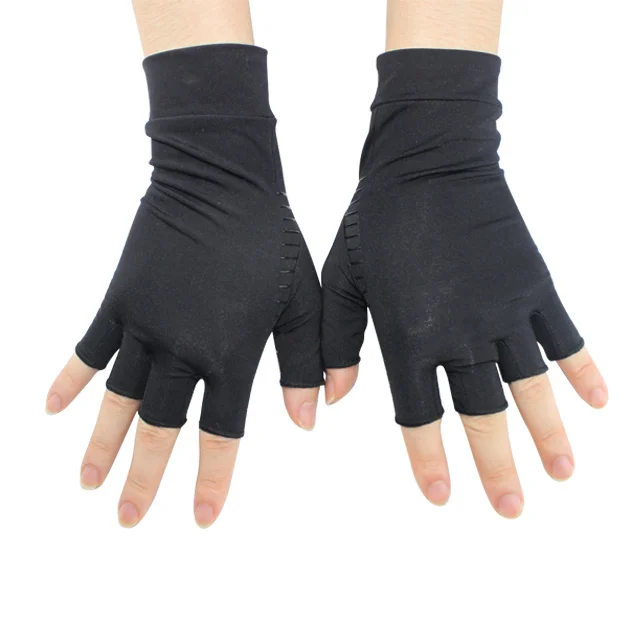 
Черные медные компрессионные перчатки с полупальцами для артрита 