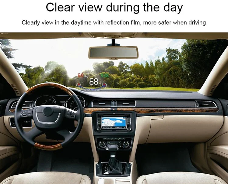 5.5inch OBD2 Car Diagnostic Tool Car HUD E300 Mirror Head up Display Speed RPM Volt Water Temp Projector LED Channel Reflector