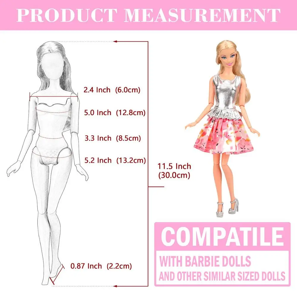 Оптовая продажа, 60 комплектов = платья для кукол 15 дюймов + 15 обуви + 30 аксессуаров для куклы 11,5 дюймов 30 см, подарок для девочки