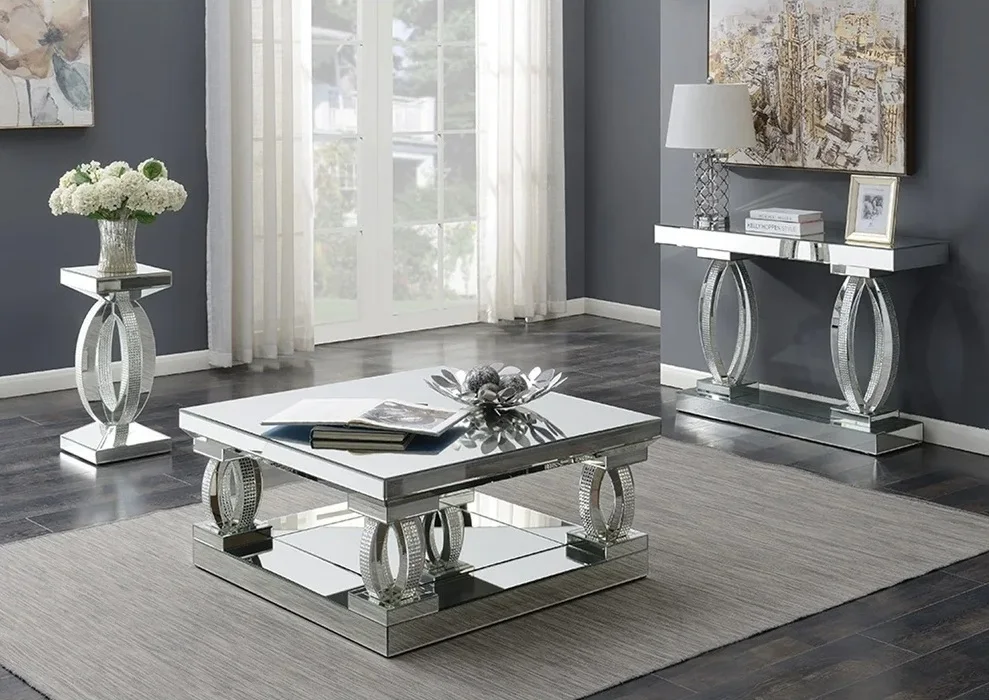 
Квадратные зеркала для гостиной, журнальный столик с алмазной отделкой, центральный столик для дома, отеля, кафе, магазина 